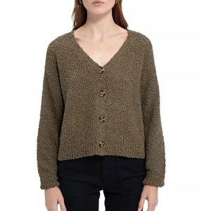 Social Standard Women's Top L  Cardigan Popcorn Cardi Green Size Large